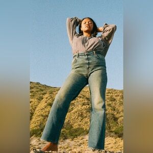 NWT Doen Women’s Blue Dronme Jeans Denim In Kim’s Wash Straight Leg Plus Sz 35